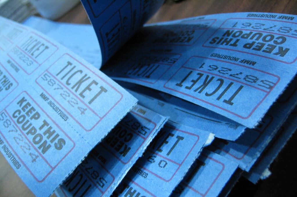 photo of blue raffle tickets