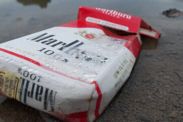 photo of wet cigarette pack