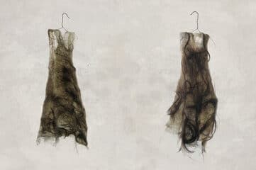 photo of two garments made out of hair