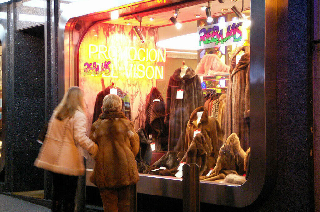 photo of fur store's front display window