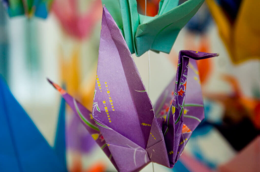 photo of paper cranes