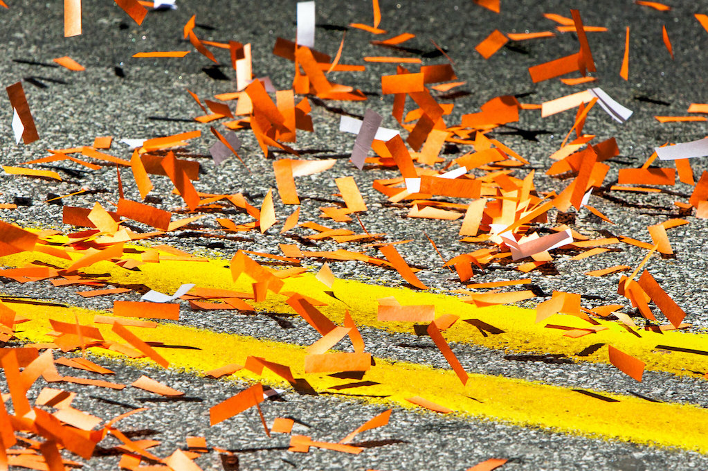 photo of confetti on street